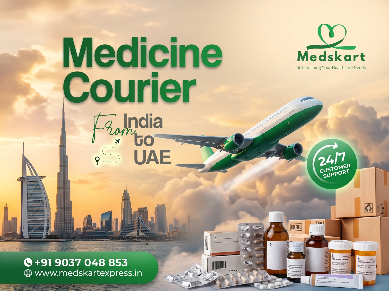 Medicine courier from india to uae